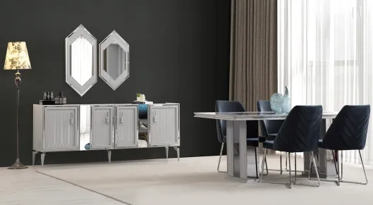 Product img 1, Velar Sis Grisi Yemek Odası Takımı